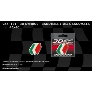 PEGATINA 3D EN FORMA DE BANDERA ITALIANA MM 45X40