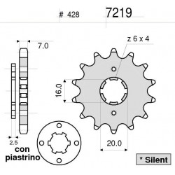 PIGNONE IN ACCIAIO PER CATENA 428 YAMAHA YZF R-125 2008-2016