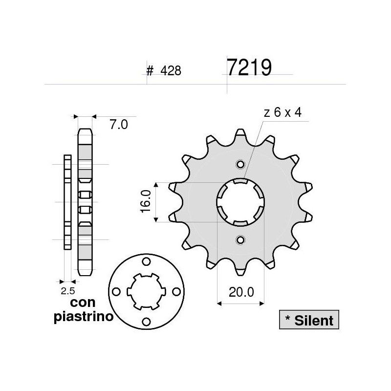 PIGNONE IN ACCIAIO PER CATENA 428 YAMAHA YZF R-125 2008-2016