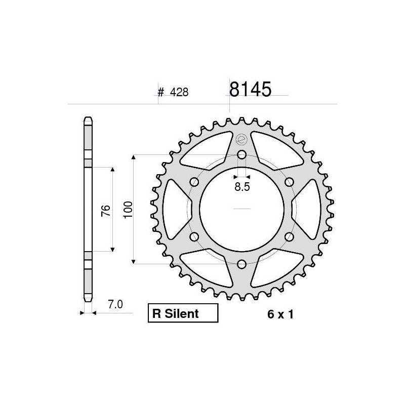 STAHL-KETTENRAD FÜR KETTE 428 YAMAHA YZF R-125 2008-2016