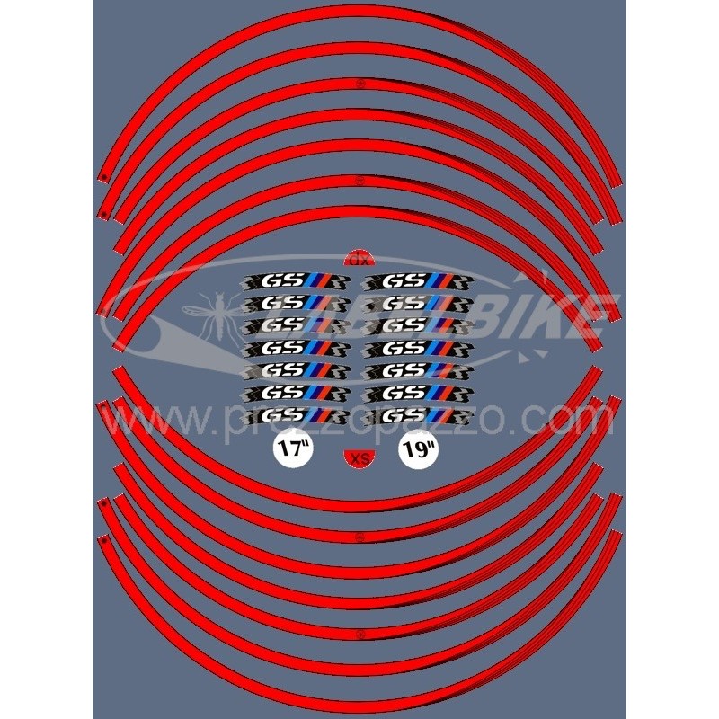 KLEBKANTEN-KIT FÜR LEGIERTE RADFELGEN BMW GS 17 "UND 19" ROT