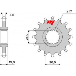 PIÑON DE ACERO PARA CADENA 520 APRILIA TUONO 1000