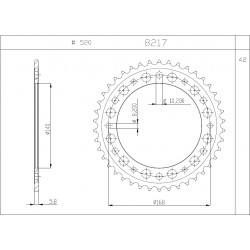 CORONA IN ACCIAIO PER CATENA 520 BMW F 700 GS 2013-2017, F 800 GS 2013-2017