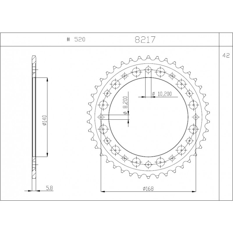 STEEL REAR SPROCKET FOR 520 CHAIN BMW F 700 GS 2013-2017, F 800 GS 2013-2017