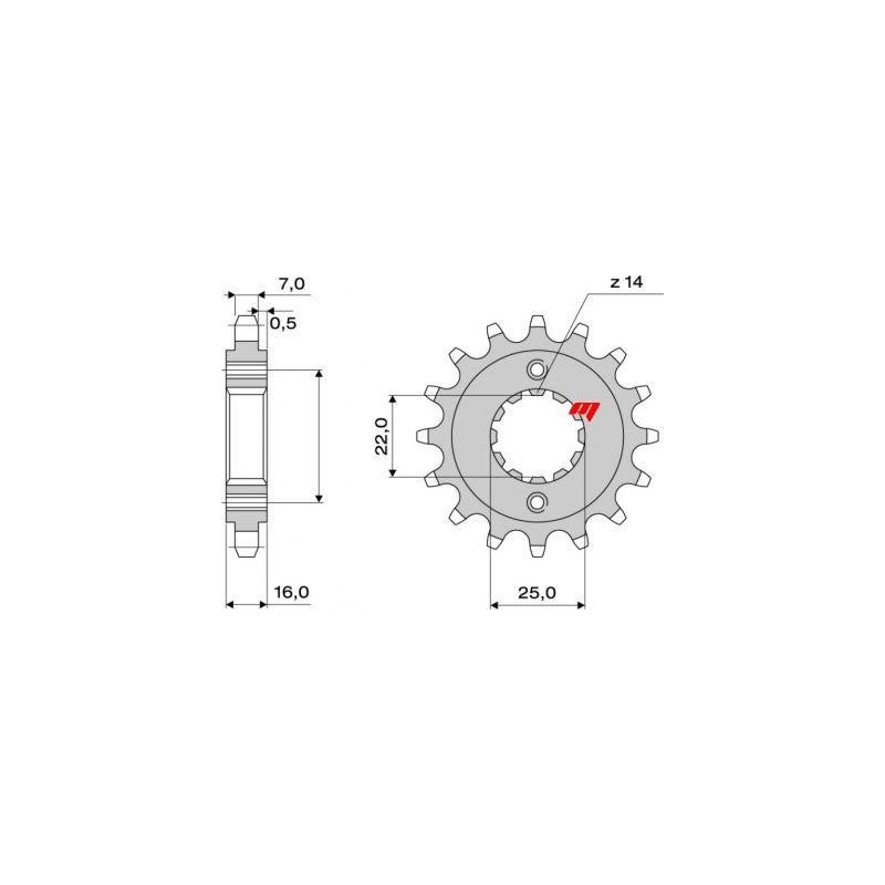 PIÑON DE ACERO PARA CADENA 525 DUCATI MULTISTRADA 1000/S 2003-2006, MULTISTRADA 1100/S 2007-2009