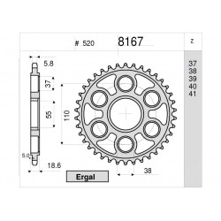 ALUMINIUM-KETTENRAD FÜR KETTE 520 DUCATI 1199 PANIGALE 2012-2014