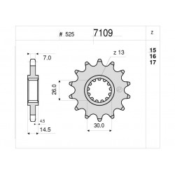 PIÑON DE ACERO PARA CADENA 525 HONDA VFR 800 F 2014-2020