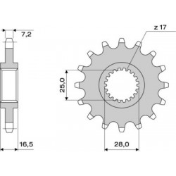 RITZEL FÜR KETTE 525 KTM 1290 SUPER DUKE R 2014-2019, 1290 SUPER DUKE GT 2016-2018