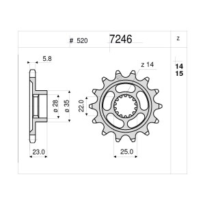 PIÑON DE ACERO PARA CADENA 520 MV AGUSTA F3 675 2012-2019, F3 800 2013-2019