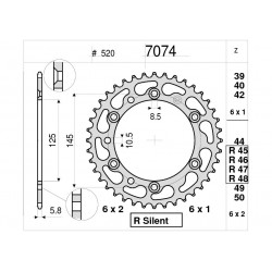 CORONA DE ACERO PARA CADENA 520 YAMAHA MT-03 2006-2013, XT 660 Z TENERE 2008-2016