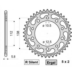 CORONA IN ACCIAIO PER CATENA 520 HONDA INTEGRA 700 2012-2013, INTEGRA 750 2014-2020