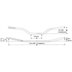 ALUMINUM HANDLEBAR DIAMETER 22 MM WITH MEDIUM BEND (HEIGHT 110 MM)