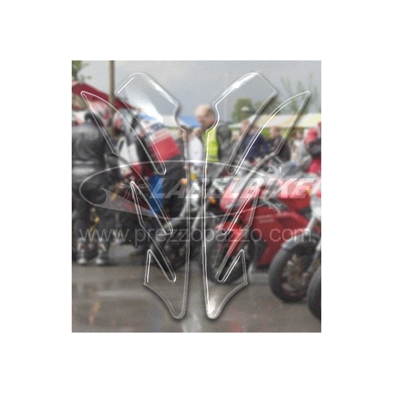 PEGATINAS 3D PROTECCIONES LATERALES DEPÓSITO MOTOCICLETA TRANSPARENTE 16 X 6,3 CM