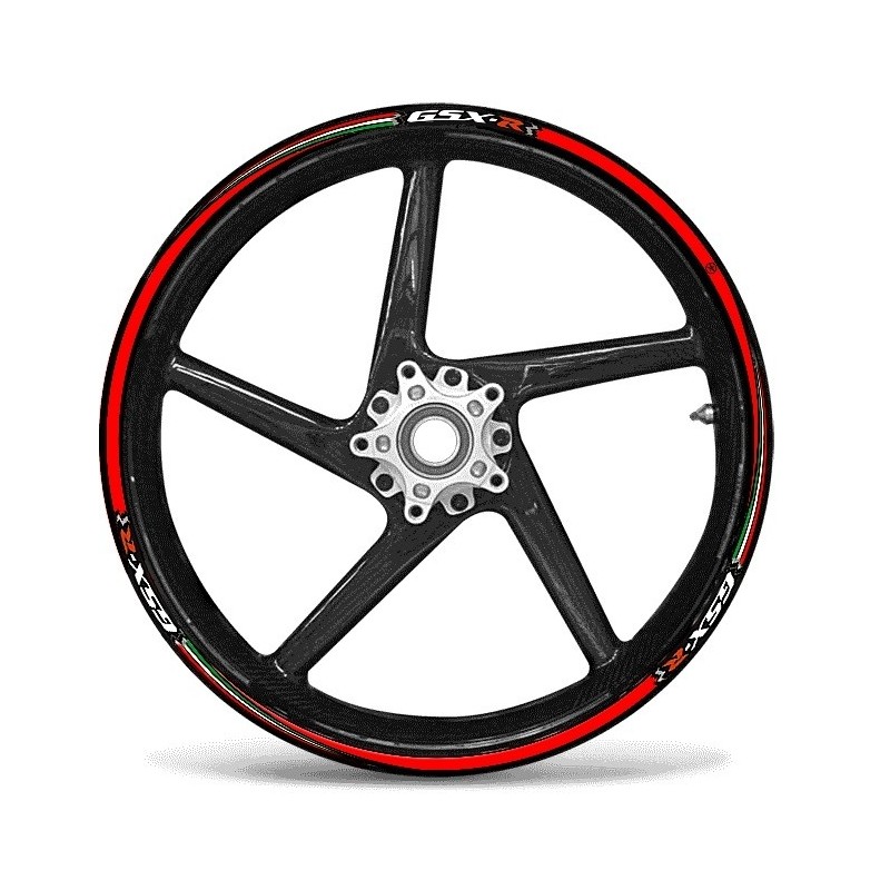 KIT BORDI ADESIVI PER CERCHI RUOTA SUZUKI GSX-R 17" ROSSO BANDIERA ITALIA