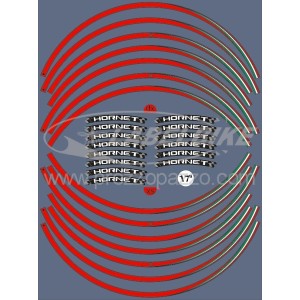 KIT BORDI ADESIVI PER CERCHI RUOTA HONDA HORNET 17" ROSSO BANDIERA ITALIA