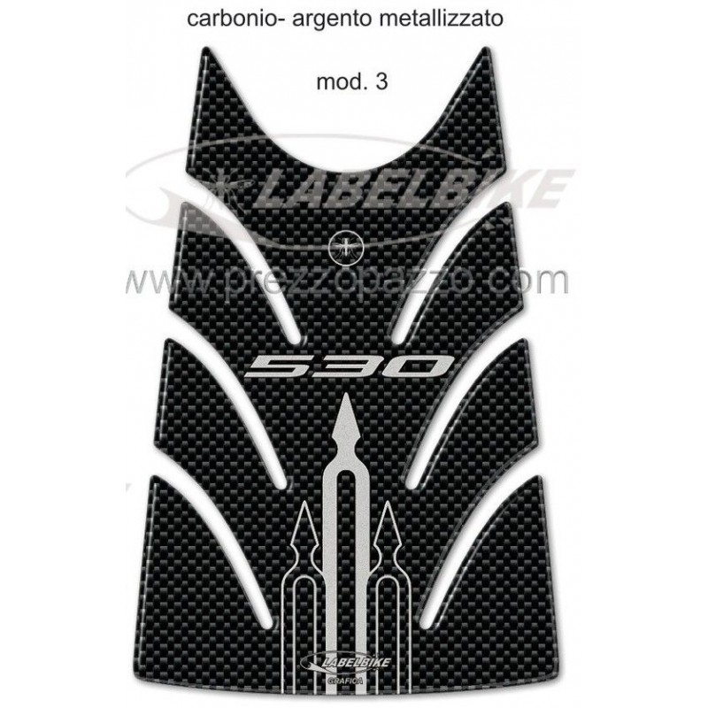 PEGATINA 3D PROTECCIÓN PUERTA DEPÓSITO YAMAHA T-MAX 530 2012-2016 CARBON SILVER