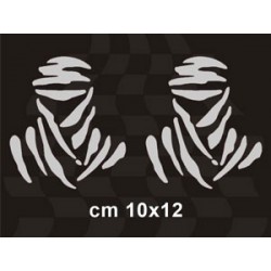 PRE-CUT STICKER DAKAR LOGO SILVER (2 PCS) 10X12 CM