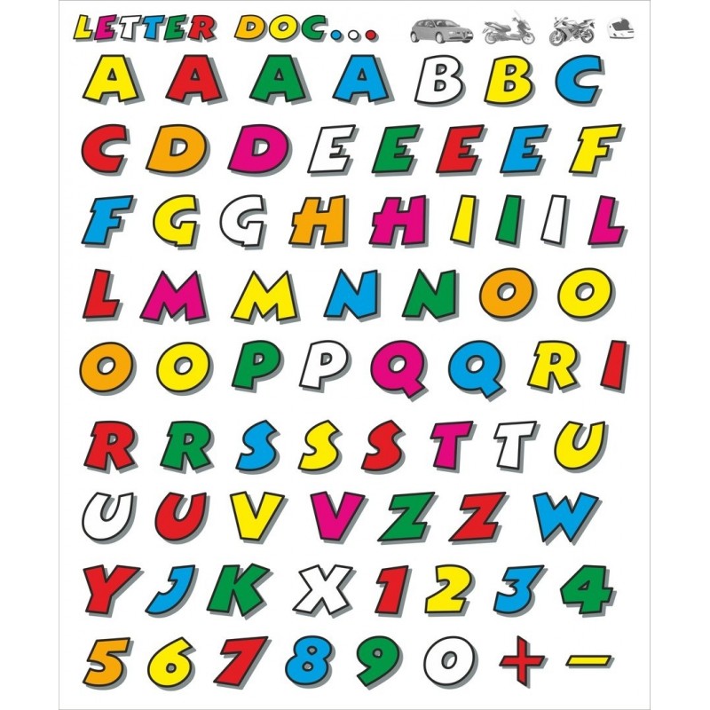 ADESIVI KIT DOC LETTER LETTERE E NUMERI PREFUSTELLATI H 20 MM (70 PZ)