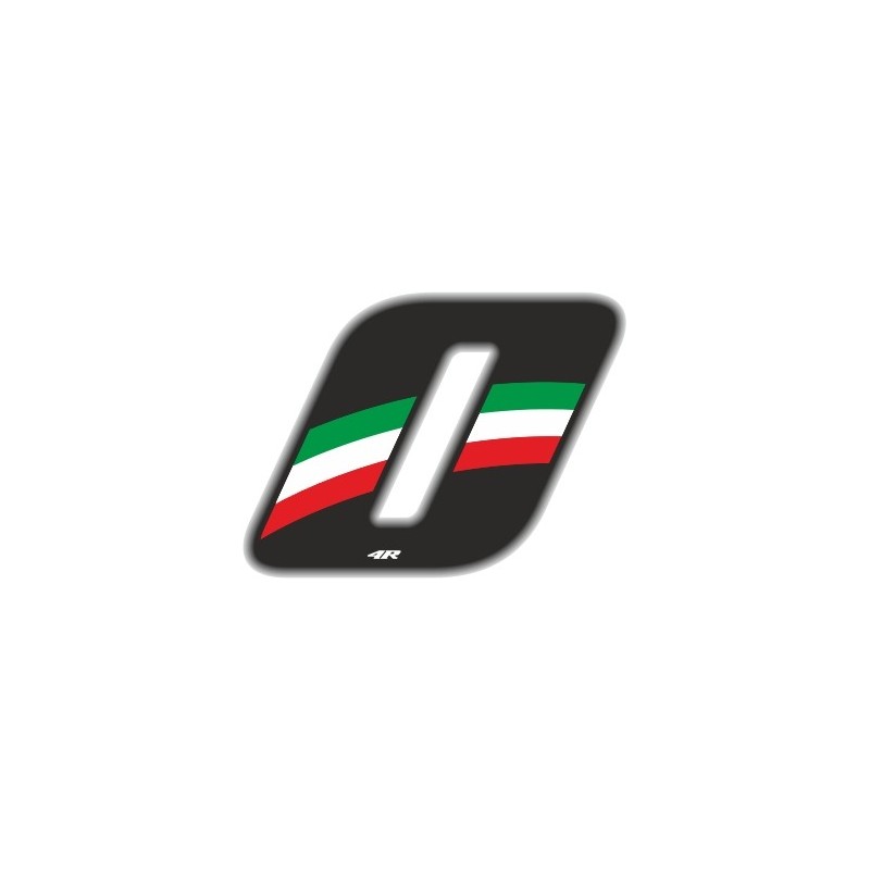 PEGATINA RACING FLAG NUMERO 0 ALTURA 10 CM