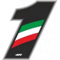 ADHESIVE RACING FLAG NUMBER 1 HEIGHT 10 CM