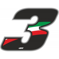 ADESIVO RACING FLAG NUMERO 3 ALTEZZA 10 CM