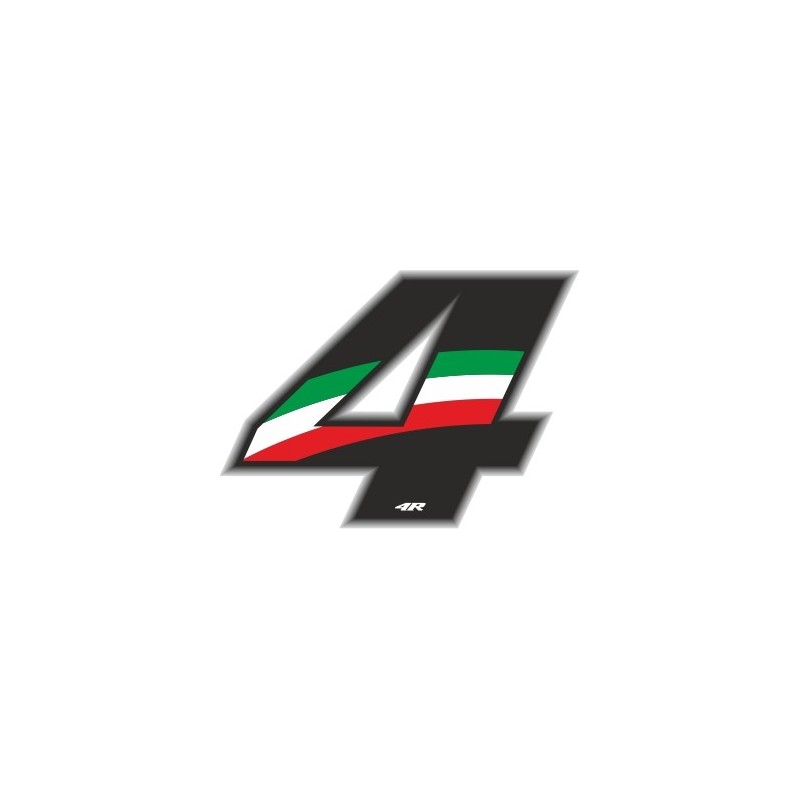 PEGATINA RACING FLAG NUMERO 4 ALTURA 10 CM