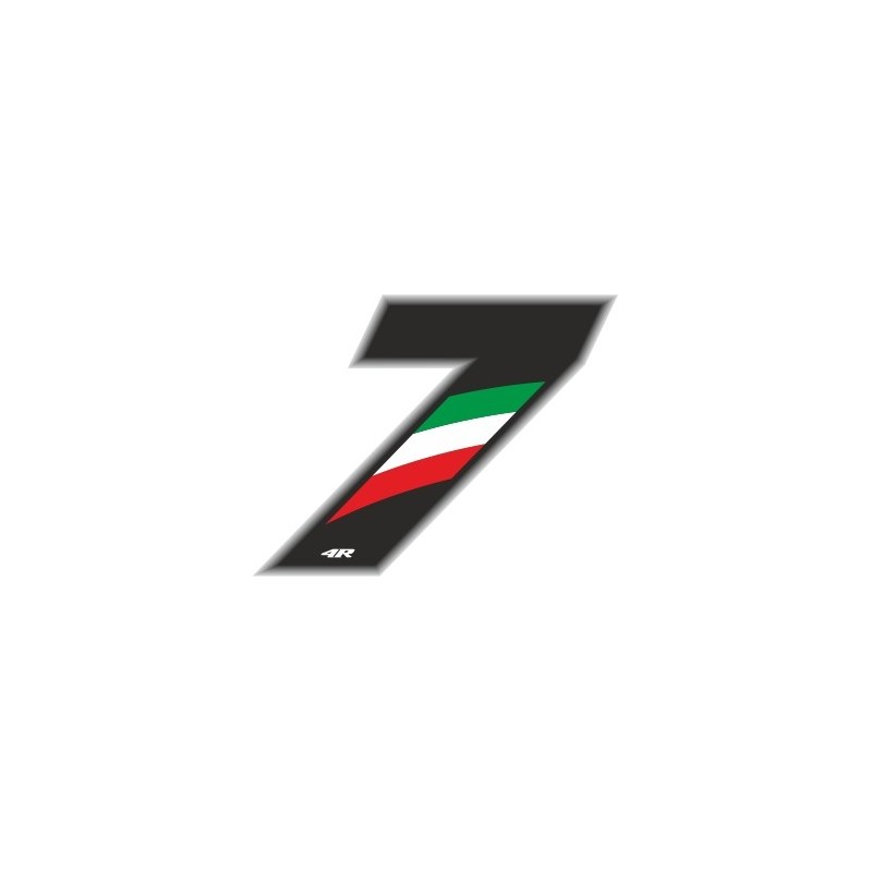 PEGATINA RACING FLAG NUMERO 7 ALTURA 10 CM