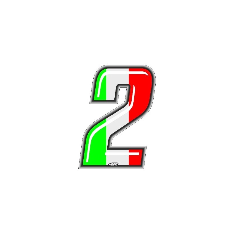 ADESIVO RACING ITA NUMERO 2 ALTEZZA 10 CM