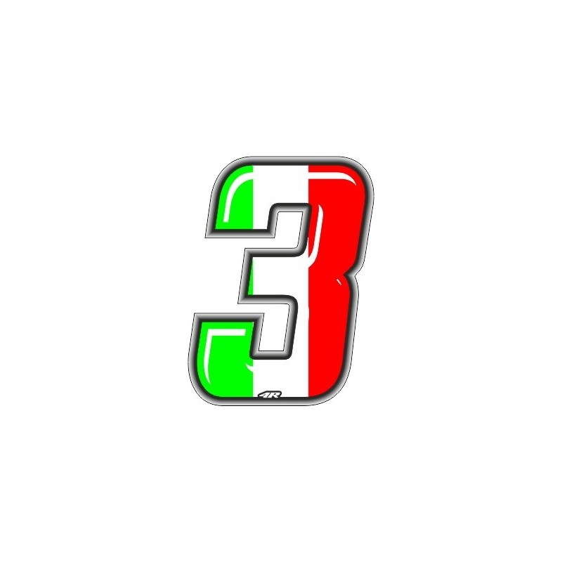 STICKER RACING ITA NUMBER 3 HEIGHT 10 CM