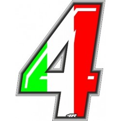 ADHESIVE RACING ITA NUMBER 4 HEIGHT 10 CM