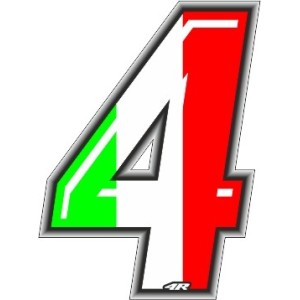 PEGATINA RACING ITA NUMERO 4 ALTURA 10 CM