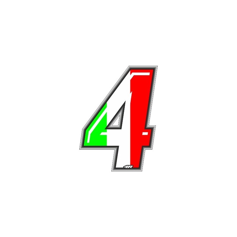 PEGATINA RACING ITA NUMERO 4 ALTURA 10 CM