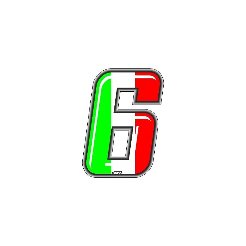 ADESIVO RACING ITA NUMERO 6 ALTEZZA 10 CM