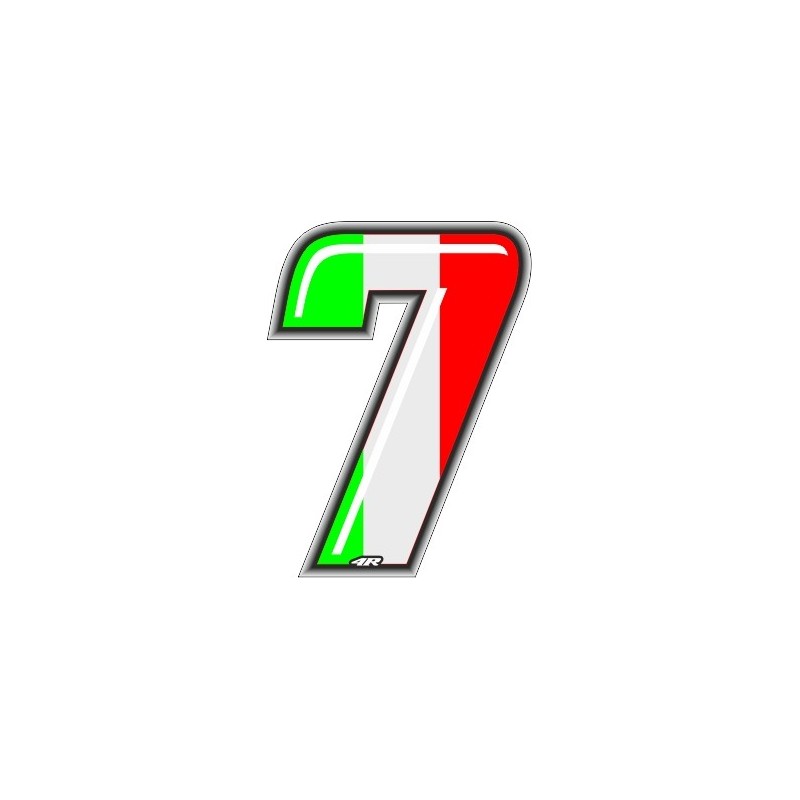 STICKER RACING ITA NUMMER 7 HÖHE 10 CM