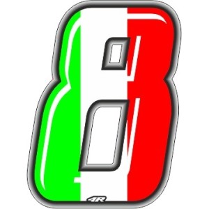 STICKER RACING ITA NUMMER 8 HÖHE 10 CM