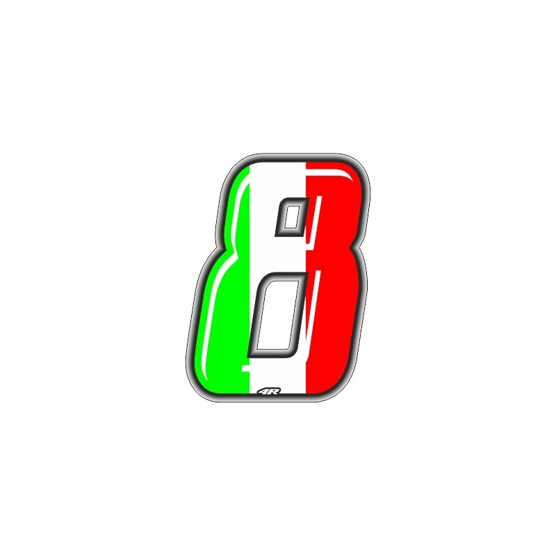 STICKER RACING ITA NUMMER 8 HÖHE 10 CM