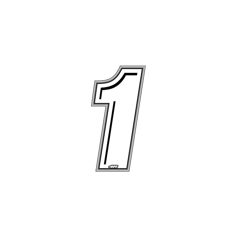 ADHESIVE RACING WHITE NUMBER 1 HEIGHT 10 CM