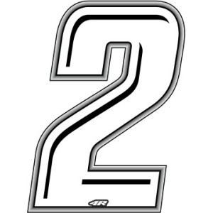 WHITE RACING STICKER NUMMER 2 HÖHE 10 CM