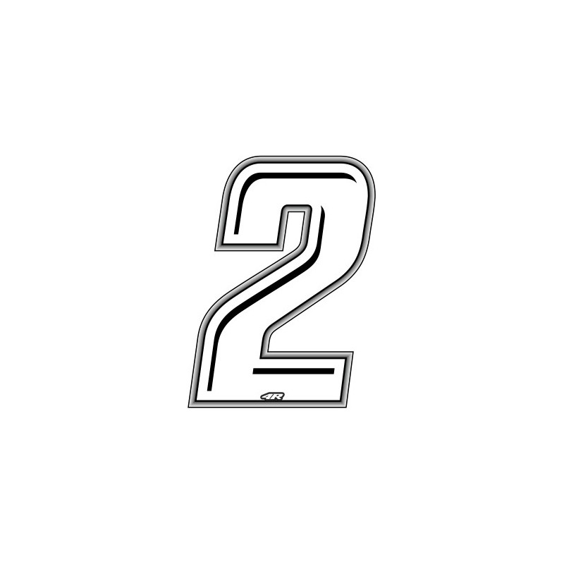 WHITE RACING STICKER NUMMER 2 HÖHE 10 CM
