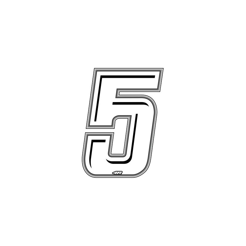 WHITE RACING STICKER NUMMER 5 HÖHE 10 CM