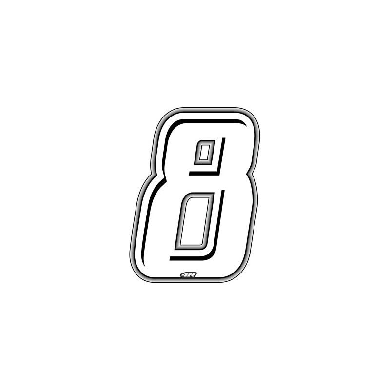 PEGATINA RACING BLANCA NUMERO 8 ALTURA 10 CM