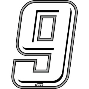 WHITE RACING STICKER NUMMER 9 HÖHE 10 CM