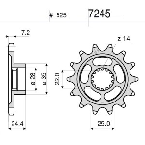 RITZEL FÜR KETTE 525 MV AGUSTA BRUTALE 800 RR 2015-2016