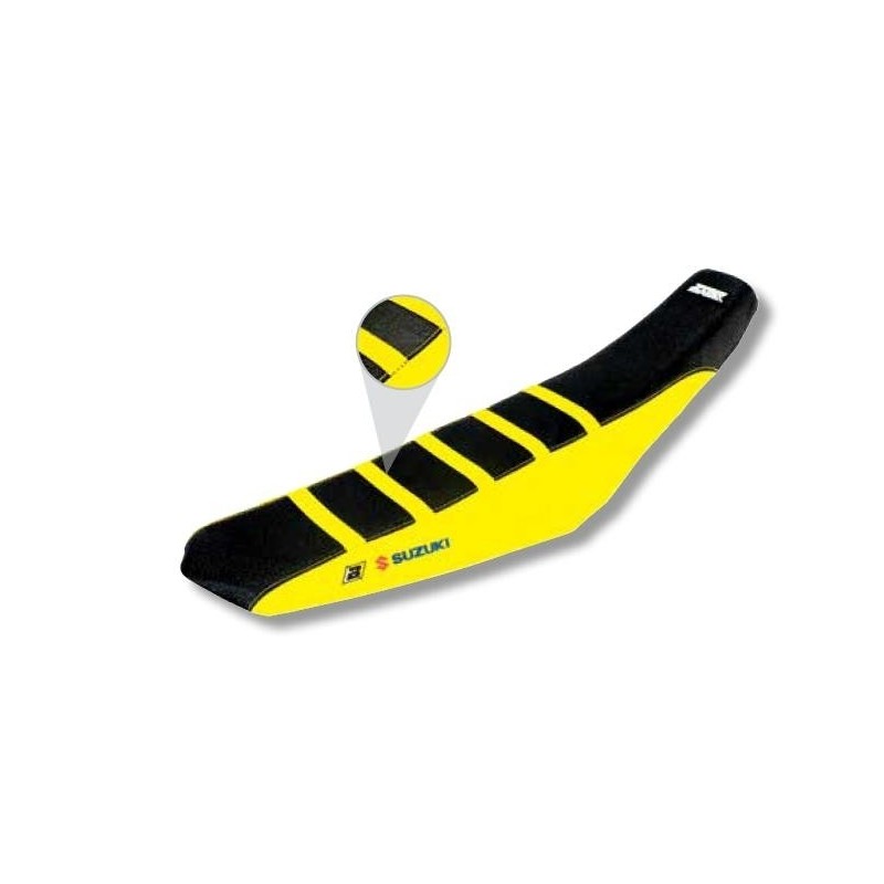 FUNDA ASIENTO BLACKBIRD ZEBRA SUZUKI RM 125/250 2001-2020, NEGRO/AMARILLO