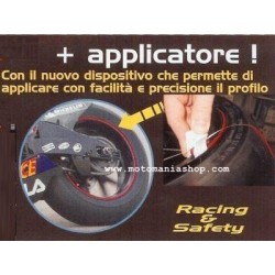 BORDO ADESIVO RIFLETTENTE PER CERCHI RUOTA WHEEL STRIPE CON APPLICATORE MM 7 X 6 MT NERO