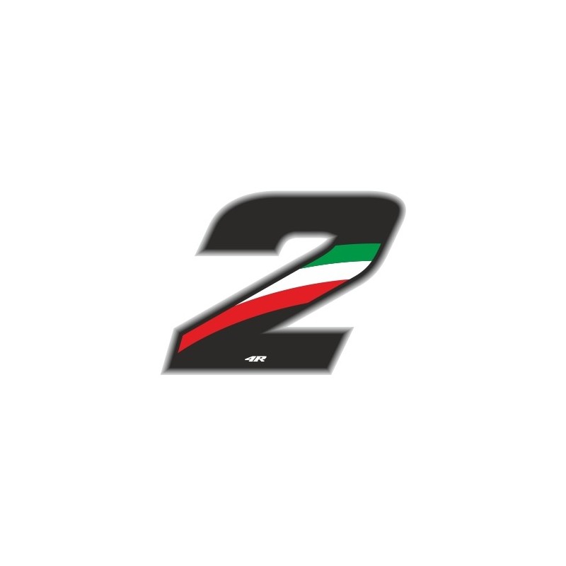PEGATINA RACING FLAG NUMERO 2 H 6.5 CM