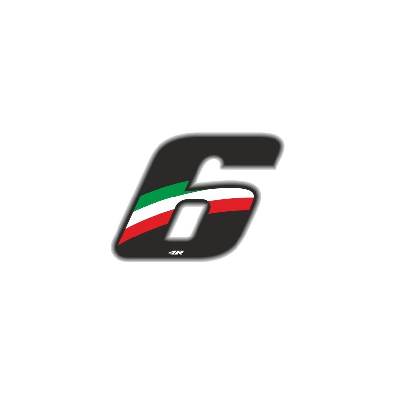 PEGATINA RACING FLAG NUMERO 6 H 6.5 CM