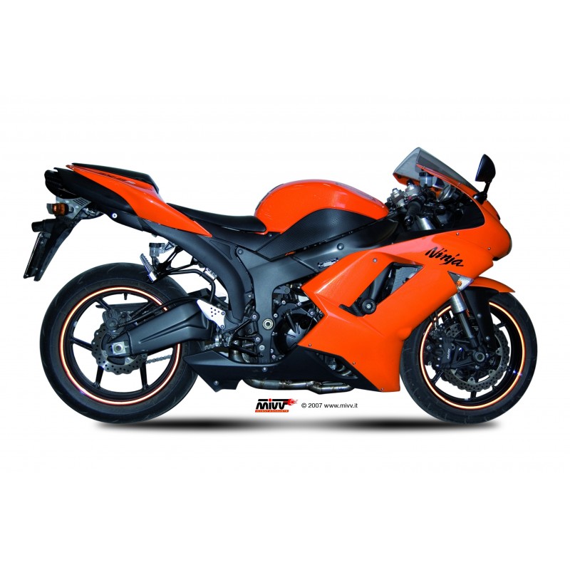 TERMINALE MIVV SUONO KAWASAKI ZX-6R 2007-2008, OMOLOGATO BLACK/CARBONIO