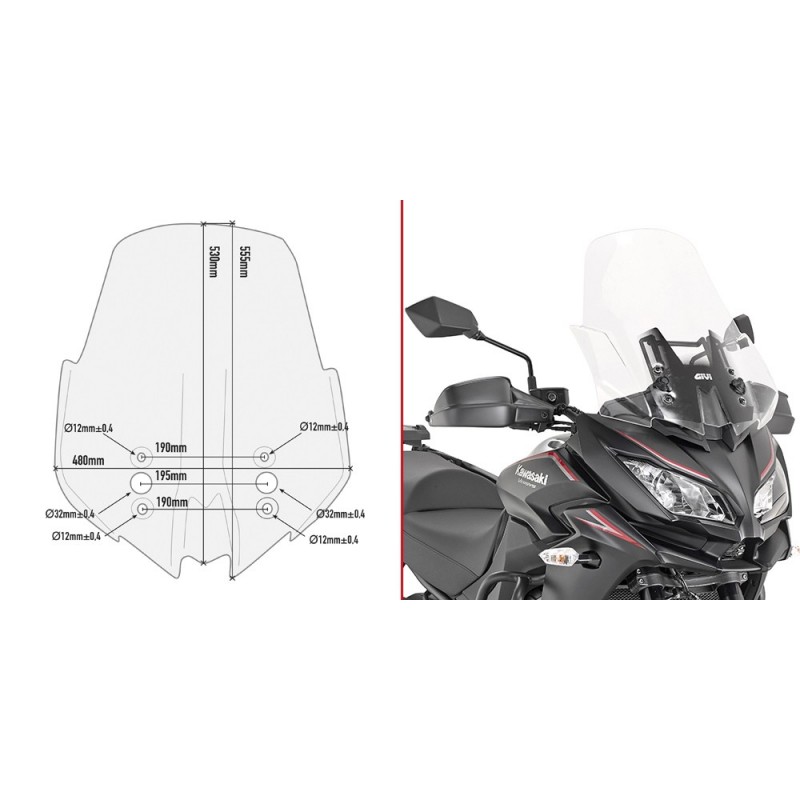 GIVI WINDSCREEN KAWASAKI VERSYS 1000 2017-2018, TRANSPARENT