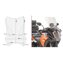 GIVI WINDSCREEN KTM 1290 SUPER ADVENTURE R/S 2017-2020, TRANSPARENT